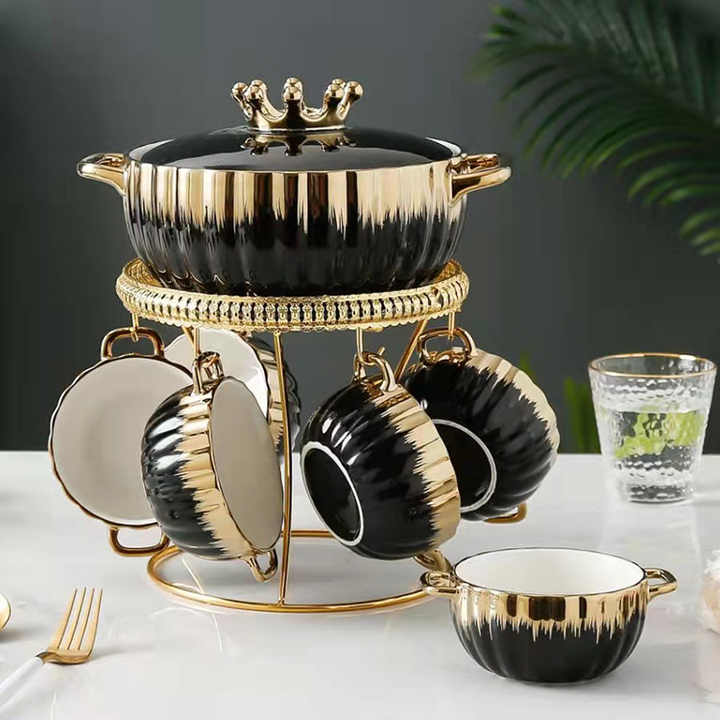 Baitylux Set zuppa ceramica di lusso corona oro