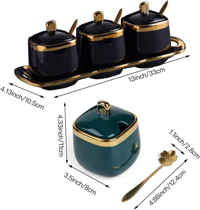 Baitylux Vaso per condimenti in ceramica in tre pezzi