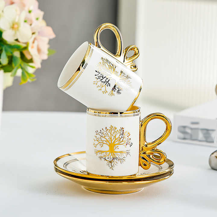 Baitylux Tazze da caffè Stile turco dorato