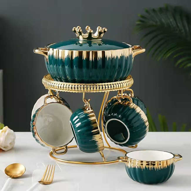 Baitylux Set zuppa ceramica di lusso corona oro