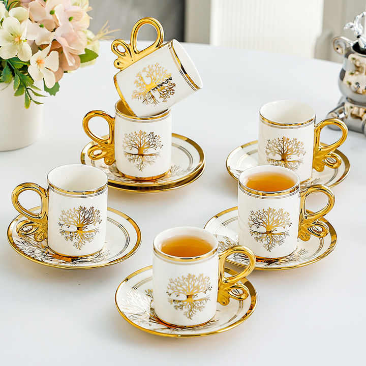 Baitylux Tazze da caffè Stile turco dorato