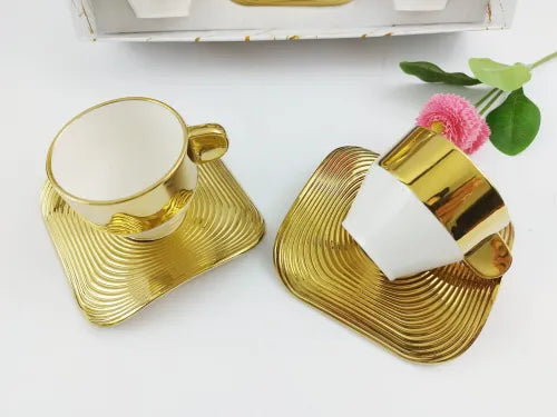 Baitylux Servizio di Caffè Porcellana Oro e Bianco 12 pezzi