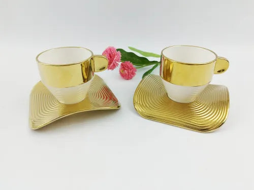 Baitylux Servizio di Caffè Porcellana Oro e Bianco 12 pezzi