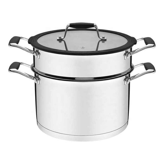 Baitylux  Set Pentola a Vapore in acciaio inox con coperchio in vetro