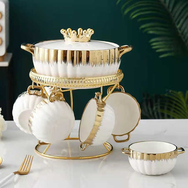 Baitylux Set zuppa ceramica di lusso corona oro
