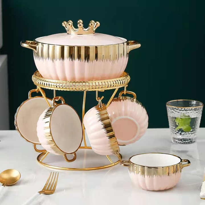 Baitylux Set zuppa ceramica di lusso corona oro