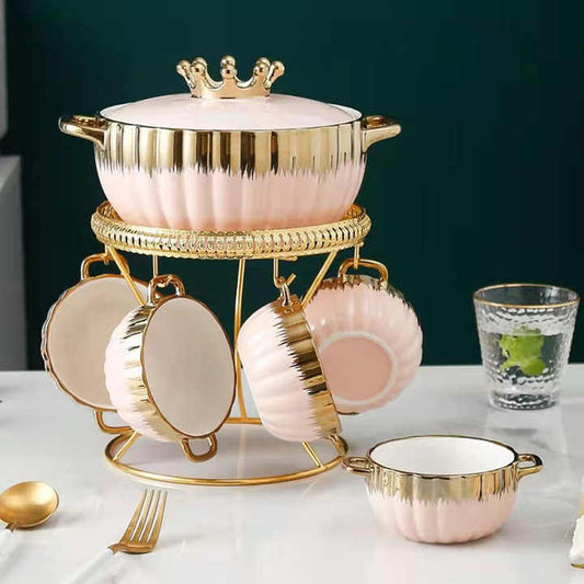 Baitylux Set zuppa ceramica di lusso corona oro