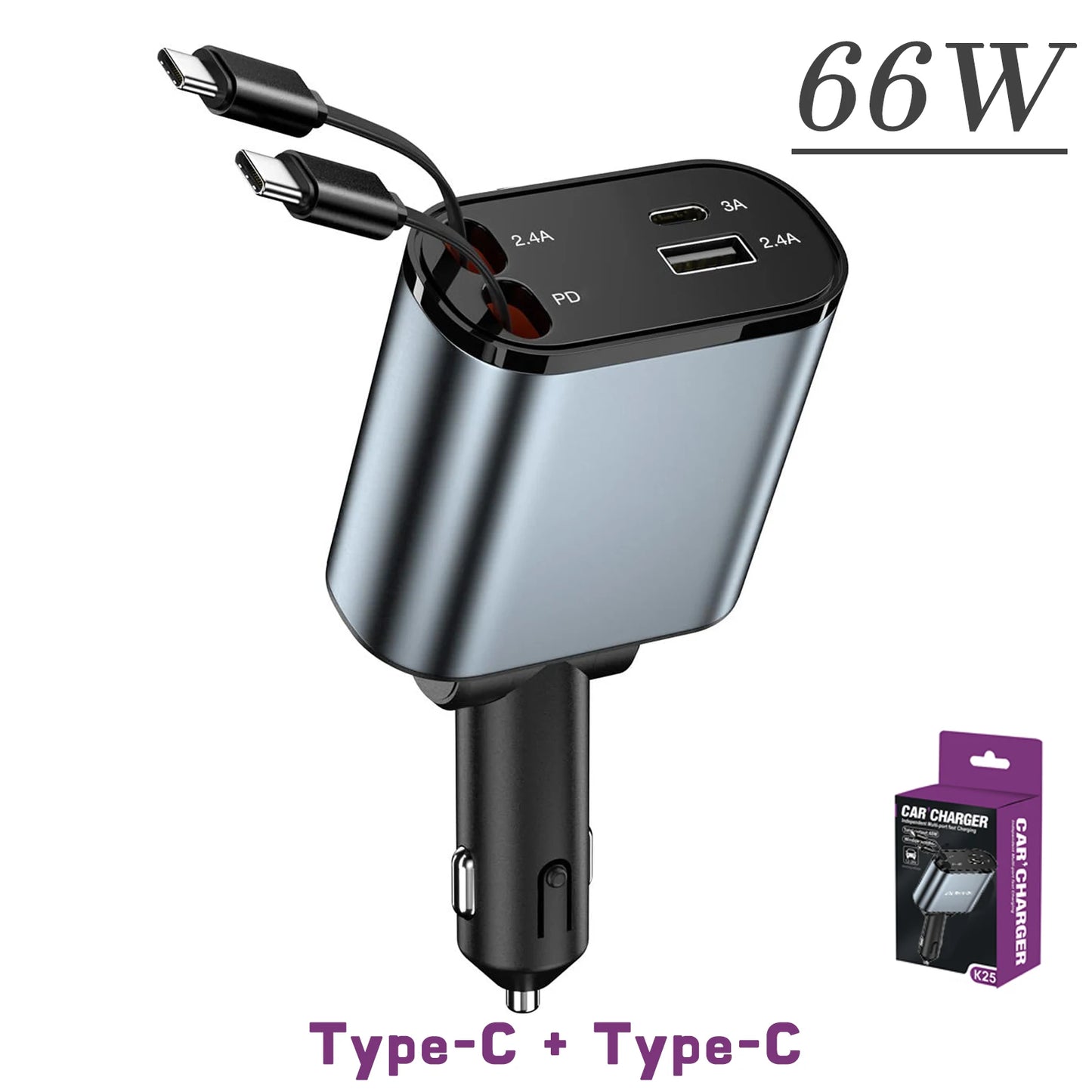 Baitylux™ 4 in 1 Caricabatterie mobile per auto retrattile