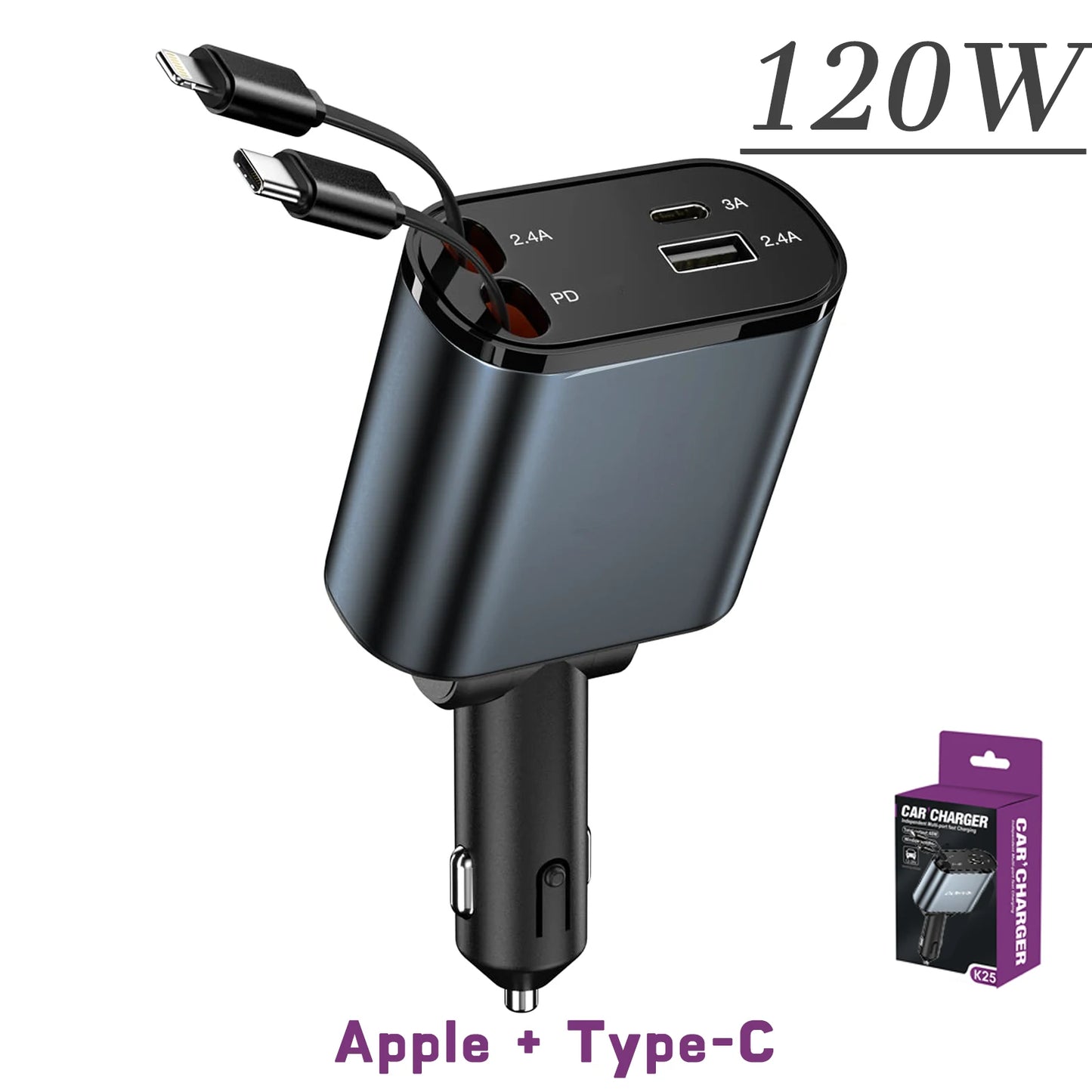 Baitylux™ 4 in 1 Caricabatterie mobile per auto retrattile